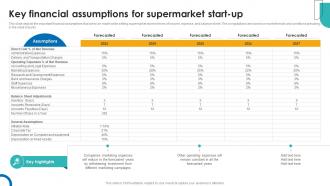 Key Financial Assumptions For Supercenter Business Plan BP SS