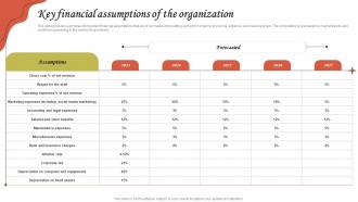 Key Financial Assumptions Of The Organization Hairdressing Business Plan BP SS