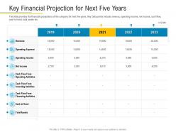 Key financial projection for next five years financial market pitch deck ppt ideas
