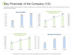 Key financials of the company revenue profit margin ppt show pictures