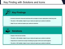 Key finding with solutions and icons