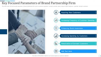 Key focused parameters of brand partnership firm brand partnership investor funding elevator