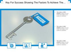 Key for success showing the factors to achieve the business outcome