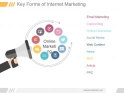 Key forms of internet marketing powerpoint slide clipart