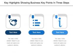 Key highlights showing business key points in three steps