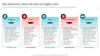 Key Industries Where Ai Tools Are Highly Used Popular Artificial Intelligence AI SS V