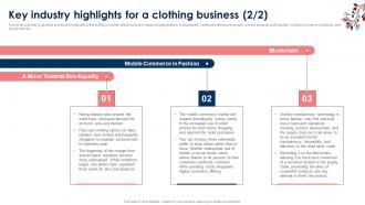 Key Industry Highlights For A Clothing Business Clothing Brand Business Plan BP SS Ideas Pre-designed