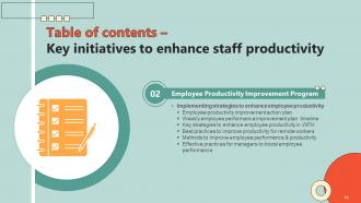 Key Initiatives To Enhance Staff Productivity Powerpoint Presentation Slides Good Slides