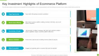 Key investment highlights ecommerce e marketing business investor funding elevator