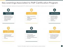 Key Learnings Associated To PMP Certification Program Ppt Template