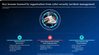 Key Lessons Learned By Organization From Cyber Security Incident Management Ppt Guidelines