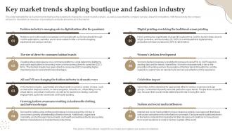 Key Market Trends Shaping Boutique And Fashion Industry Retail Boutique Business Plan BP SS