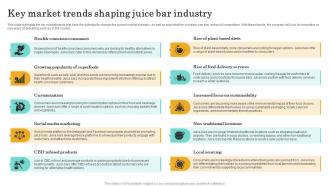 Key Market Trends Shaping Juice Bar Industry Nutritional Beverages Business Plan BP SS