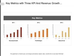 Key metrics with three kpi and revenue growth profit margin and sales driver