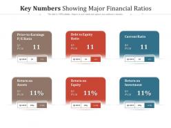 Key numbers showing major financial ratios