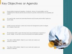 Key objectives or agenda financial internal controls and audit solutions