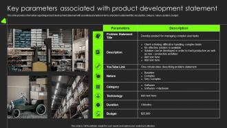 Key Parameters Associated With Product Development Statement Building Substantial Business Strategy