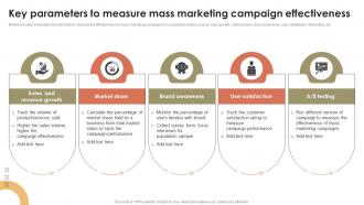Key Parameters To Measure Mass Marketing Campaign Promotional Activities To Attract MKT SS V