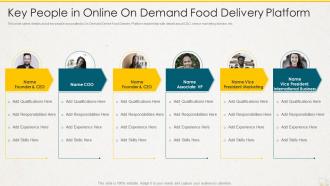 Key people in online on demand food delivery platform