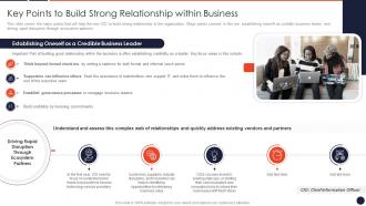 Key Points To Build Strong Relationship Cio Transition Technology Strategy Organization