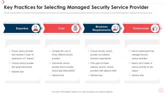 Key Practices For Selecting Managed Security Service Provider