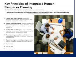 Key Principles Of Integrated Human Resources Planning