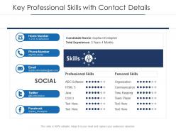 Key professional skills with contact details