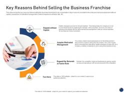Key reasons behind selling the business franchise offering an existing brand franchise