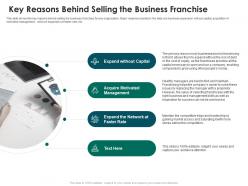 Key reasons behind selling the business franchise strategies run new franchisee business