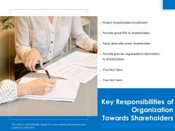 Key responsibilities of organization towards shareholders