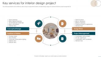 Key Services For Interior Design Project Interior Decoration Company Profile Ppt Microsoft
