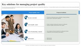 Key Solutions For Managing Project Quality Project Quality Management PM SS