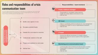 Key Stages Of Crisis Management Roles And Responsibilities Of Crisis Communication Team