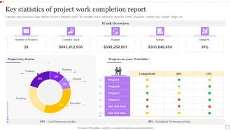 Key Statistics Of Project Work Completion Report