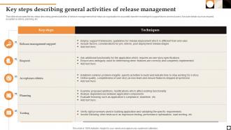 Key Steps Describing General Activities Of Release Management