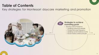 Key Strategies For Montessori Daycare Marketing And Promotion Powerpoint Presentation Slides Strategy CD V Designed Compatible
