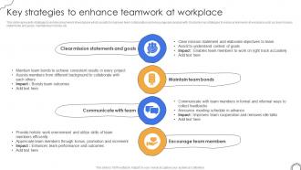 Key Strategies To Enhance Teamwork At Workplace