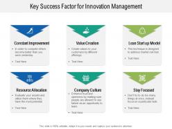 Key success factor for innovation management
