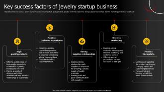 Key Success Factors Of Jewelry Startup Business Jewelry Products Business Plan BP SS