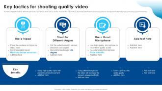 Key Tactics For Shooting Quality Video Improving SEO Using Various Video Ppt Icon Images