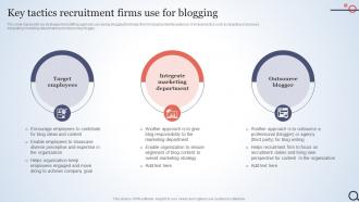 Key Tactics Recruitment Firms Use For Blogging Talent Acquisition Agency Marketing Plan Strategy SS V