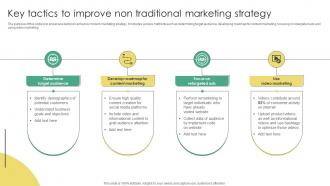 Key Tactics To Improve Non Traditional Marketing Strategy
