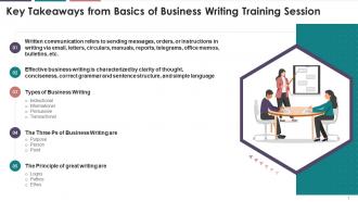 Key Takeaways From Basics Of Business Writing Training Session Training Ppt