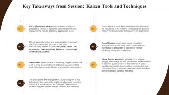 Key Takeaways from Kaizen Training Sessions Training Ppt Good Appealing