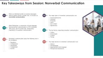 Key Takeaways From Nonverbal Communication Session Training Ppt