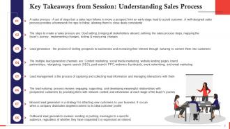 Key Takeaways From Sales Training Session Training Ppt Slides Images