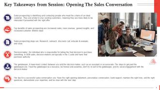 Key Takeaways From Sales Training Session Training Ppt Ideas Images