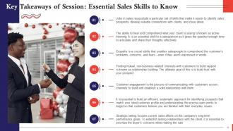 Key Takeaways From Sales Training Session Training Ppt Impactful Images