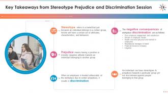 Key takeaways from stereotype prejudice discrimination session edu ppt