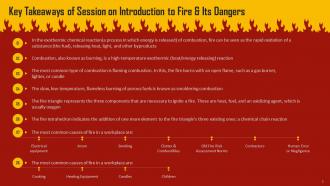 Key Takeaways Of Fire Safety Training Sessions Training Ppt Customizable Editable